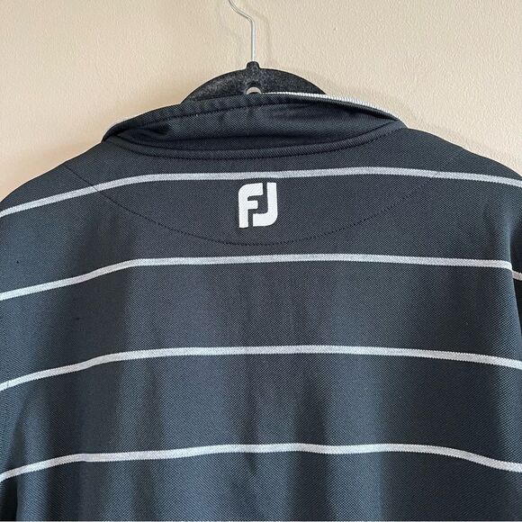 ✨ Footjoy Men’s Black White Striped Quarter Zip Golf Pullover Medium - Picture 9 of 11